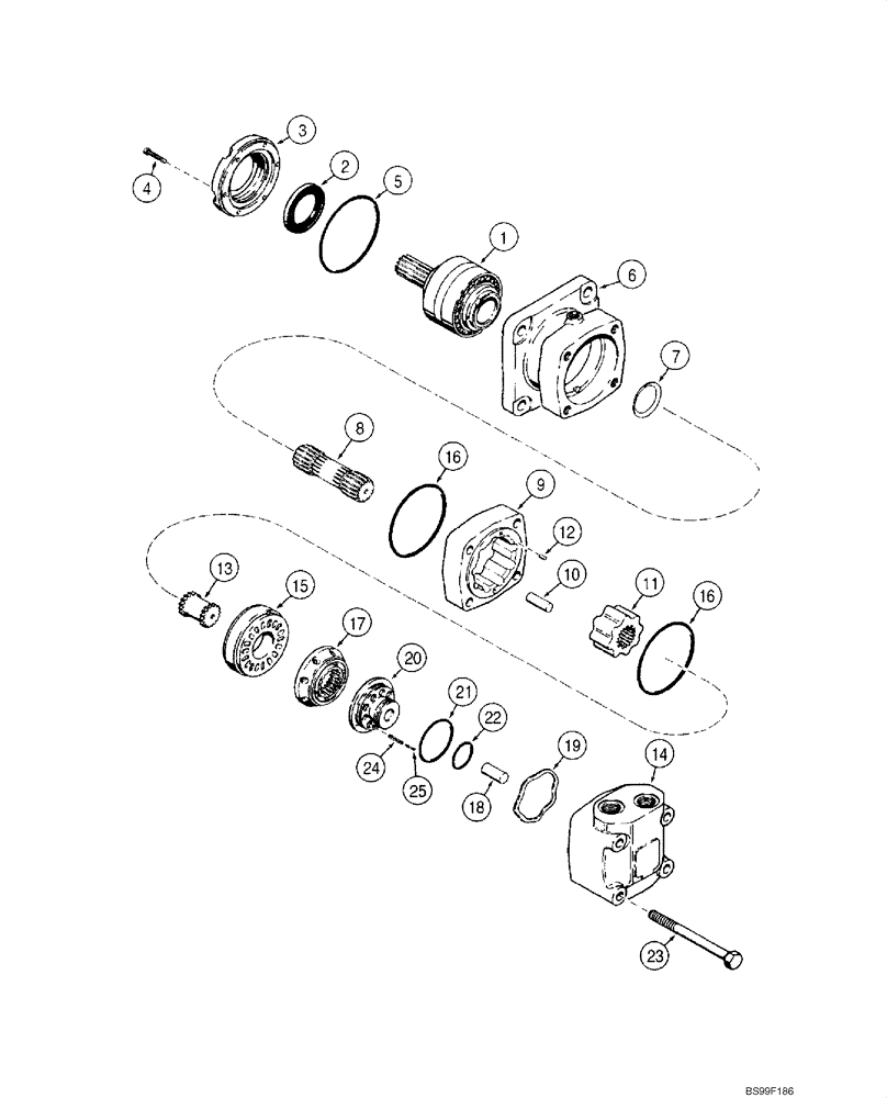 Схема запчастей Case 1845C - (06-16) - MOTOR ASSY - HYDROSTATIC, JAF0067438 - (06) - POWER TRAIN