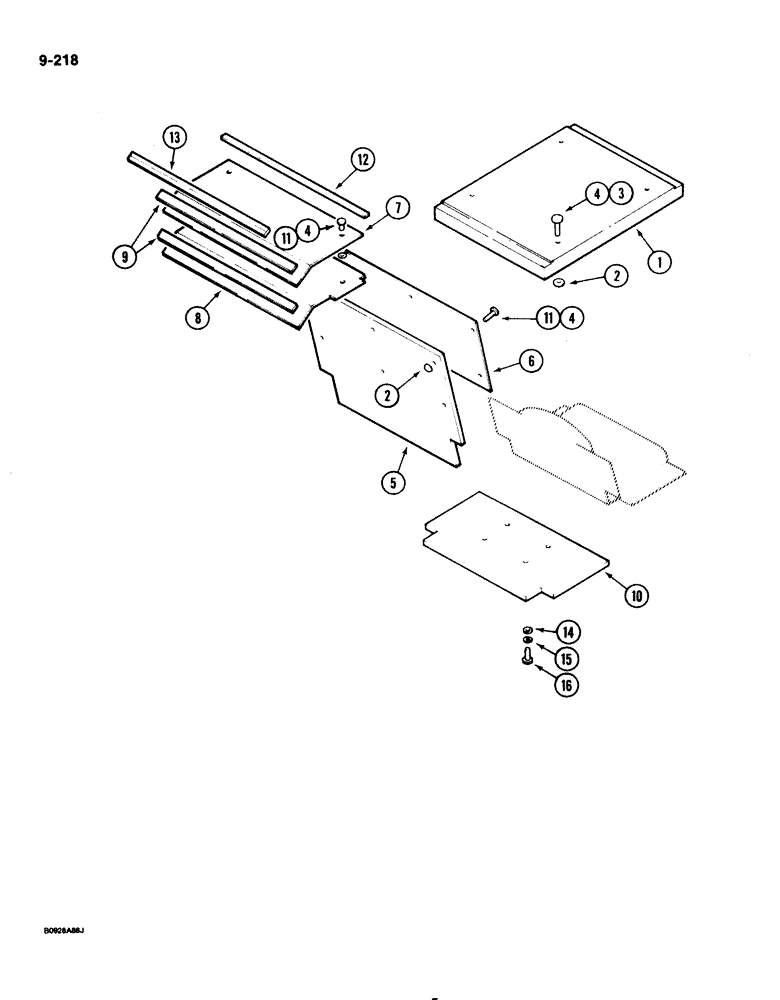 Схема запчастей Case 1825 - (9-218) - STANDARD NOISE KIT, GASOLINE MODELS ONLY (09) - CHASSIS/ATTACHMENTS