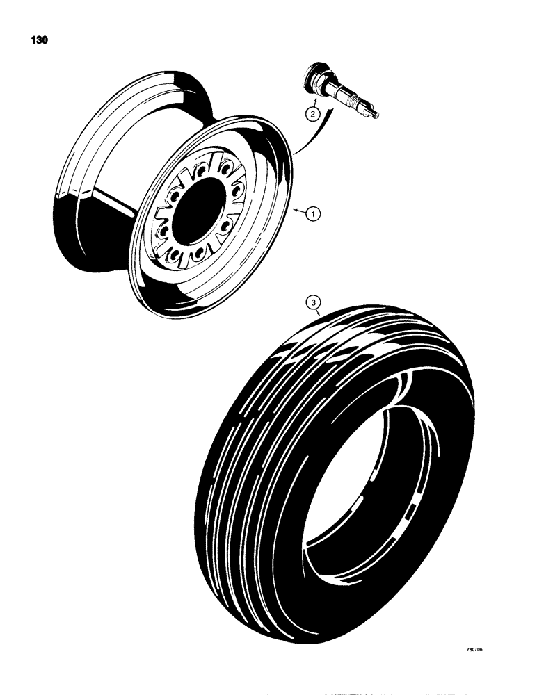 Схема запчастей Case 680H - (130) - FRONT WHEELS AND TIRES, USED ON MODELS WITH 11.00 X 16 - 12 (05) - STEERING