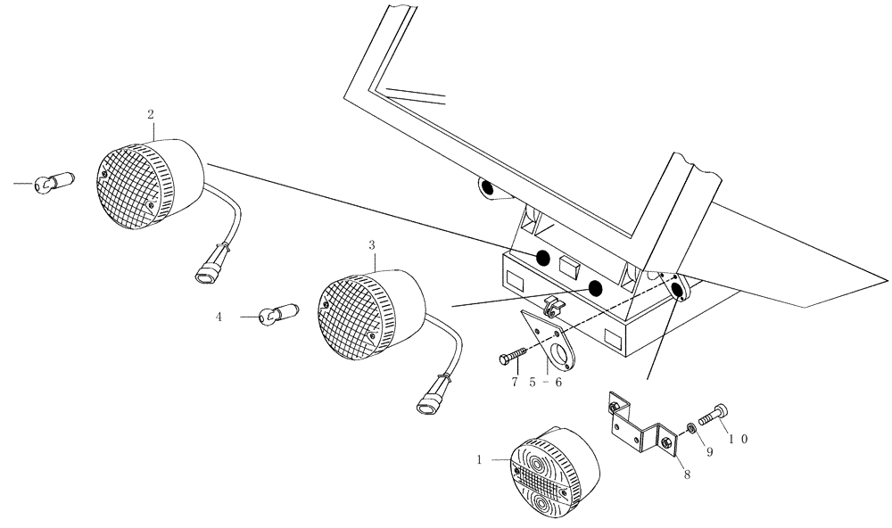 Схема запчастей Case 325 - (5.652A[19]) - REAR LAMP - ELECTRIC COMPONENTS (10) - Cab/Cowlings