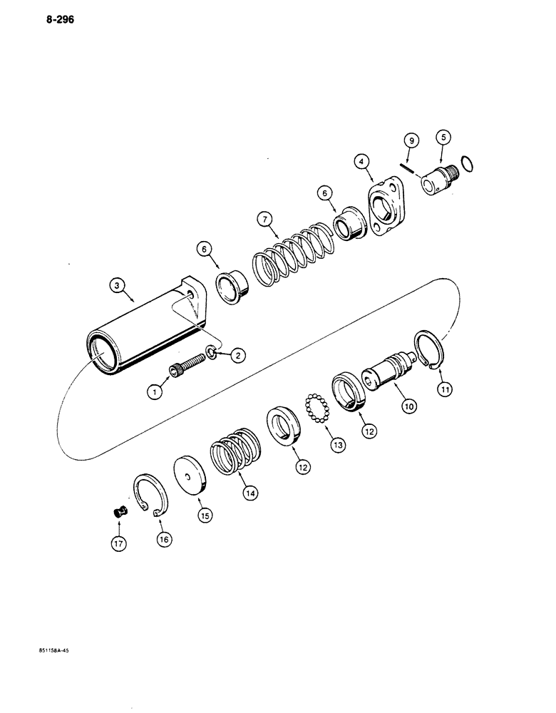 Схема запчастей Case 680K - (8-296) - HYDRECO LOADER CONTROL VALVE, LIFT SPOOL DETENT (08) - HYDRAULICS