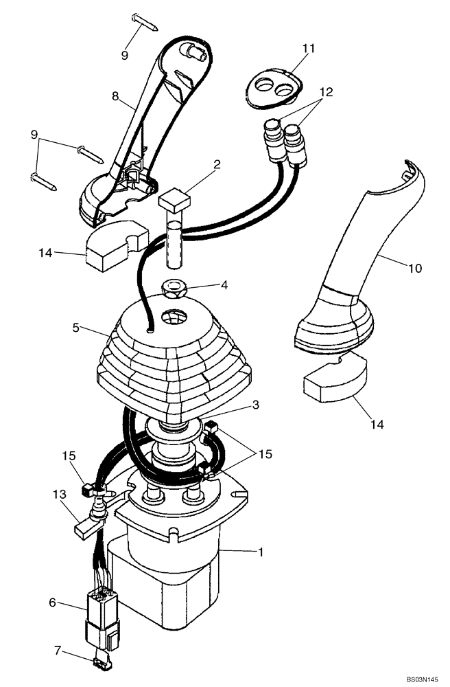 Схема запчастей Case 590SM - (08-58) - VALVE, JOYSTICK (PILOT CONTROLS) (RIGHT-HAND) WITH EXTENDABLE DIPPER (08) - HYDRAULICS