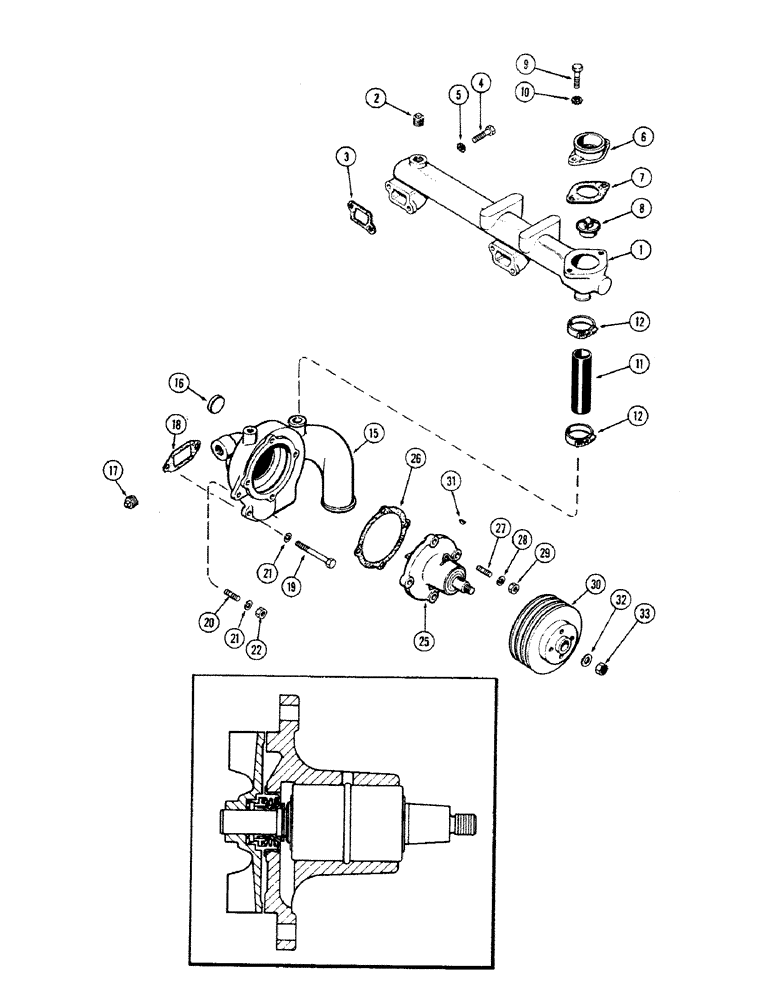 Схема запчастей Case 680CK - (008) - WATER PUMP AND ATTACHING PARTS, (301B) DIESEL ENGINE (10) - ENGINE