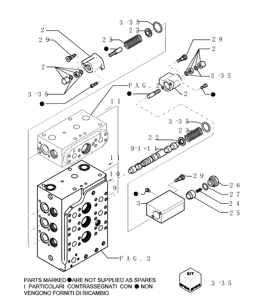 Схема запчастей Case 1850K LT - (9.436[03]) - EQUIPMENT CONTROL VALVE - OPTIONAL CODE 76076971 (19) - OPTIONS