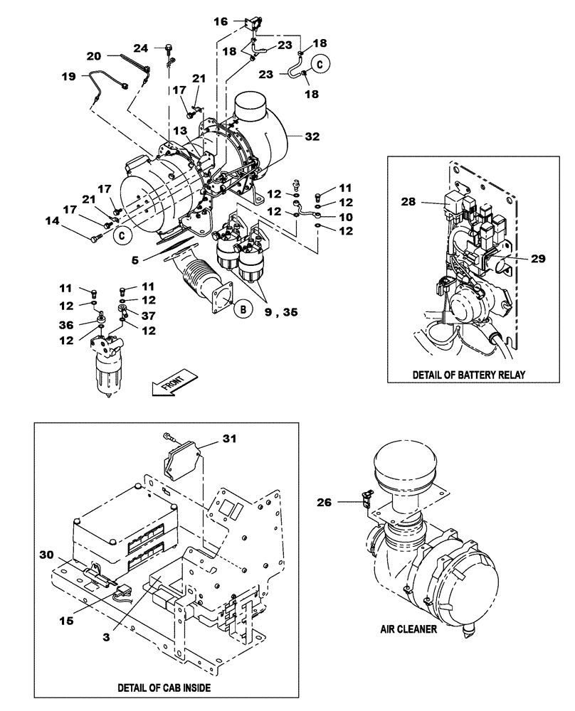 Схема запчастей Case CX470C - (02-001-01[01]) - ENGINE MOUNTING - ENGINE - OIL CIRCUIT (01) - ENGINE