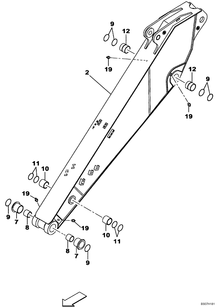 Схема запчастей Case CX160B - (09-54[00]) - ARM (2.23M) - OPTIONAL (09) - CHASSIS/ATTACHMENTS