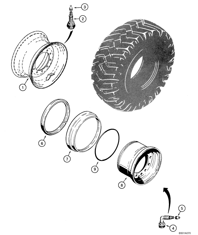 Схема запчастей Case 521D - (06-29) - WHEELS (06) - POWER TRAIN