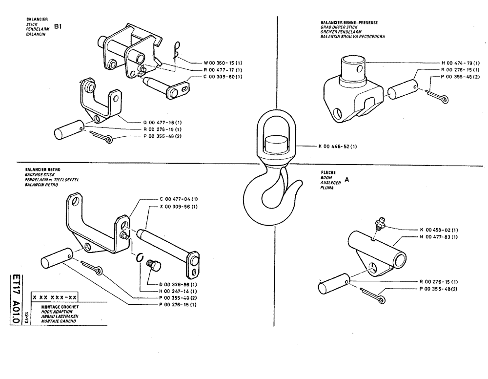 Схема запчастей Case TY45 - (ET17 A01.0) - HOOK ADAPTION - BACKHOE STICK, BOOM, STICK, GRAB DIPPERSTICK (18) - ATTACHMENT ACCESSORIES