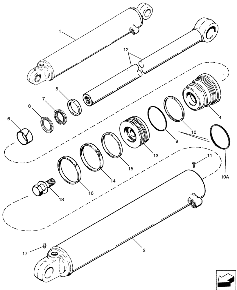 Схема запчастей Case 580SM - (35.732.02[01]) - CYLINDER ASSY - BACKHOE STABILIZER (580SM) (35) - HYDRAULIC SYSTEMS