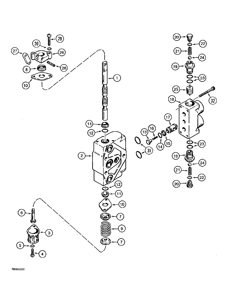 Схема запчастей Case 860 - (8-044) - BACKHOE CONTROL VALVE ASSEMBLY - H672270 (KONTAK) - STABILIZER SECTION (08) - HYDRAULICS