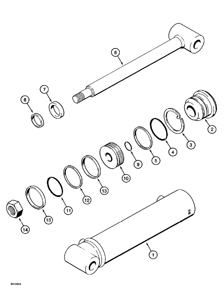 Схема запчастей Case 560 - (8-038) - BACKFILL BLADE LIFT CYLINDER ASSEMBLY - H674312 (08) - HYDRAULICS