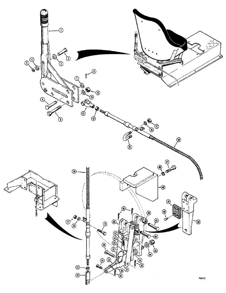 Схема запчастей Case 400C - (132) - SYNCHROMESH TRANSMISSION, PARKING BRAKE AND LINKAGE (06) - POWER TRAIN