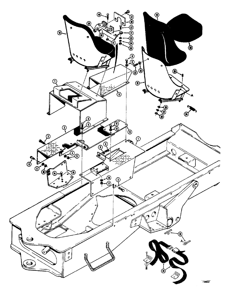 Схема запчастей Case 400C - (184) - POWER SHIFT TRANSMISSION, SEAT AND FLOOR PLATES (09) - CHASSIS