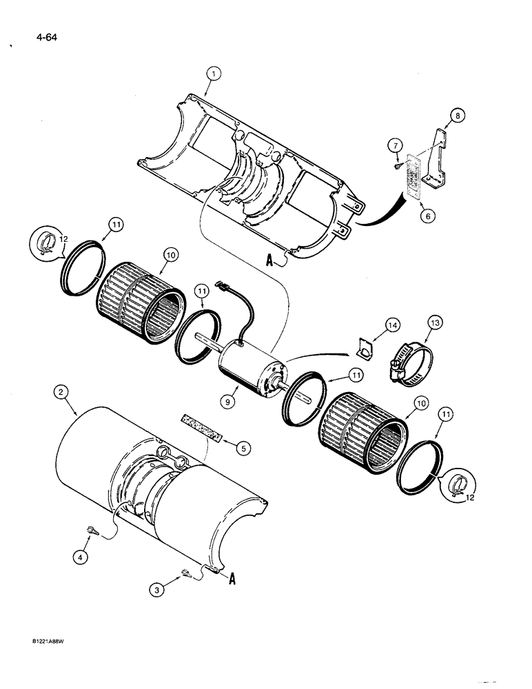 Схема запчастей Case 621 - (4-64) - CAB BLOWER (04) - ELECTRICAL SYSTEMS