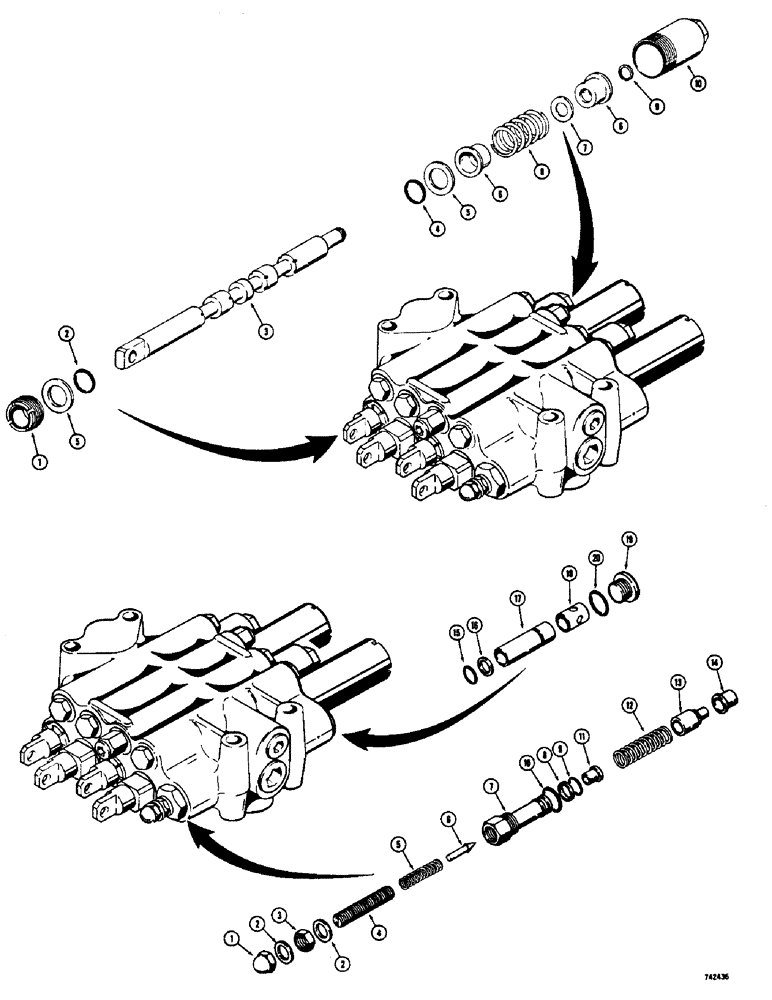 Схема запчастей Case 475 - (160) - THREE POSITION SPOOLS - DOUBLE ACTING (35) - HYDRAULIC SYSTEMS