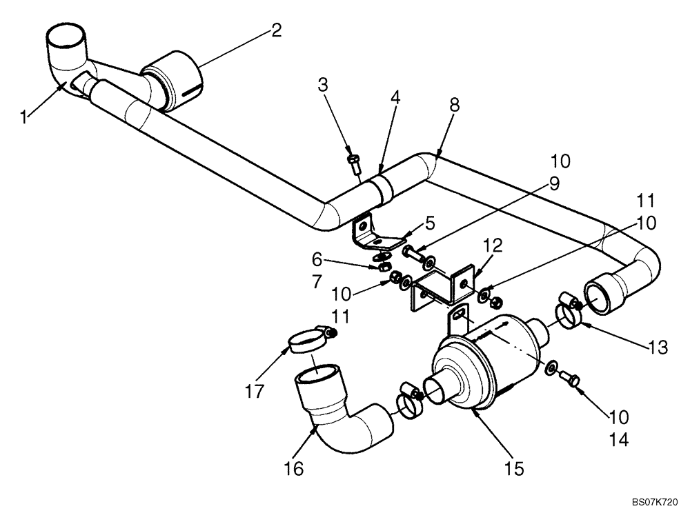 Схема запчастей Case 440 - (02-04) - EXHAUST SYSTEM, ASPIRATOR (02) - ENGINE