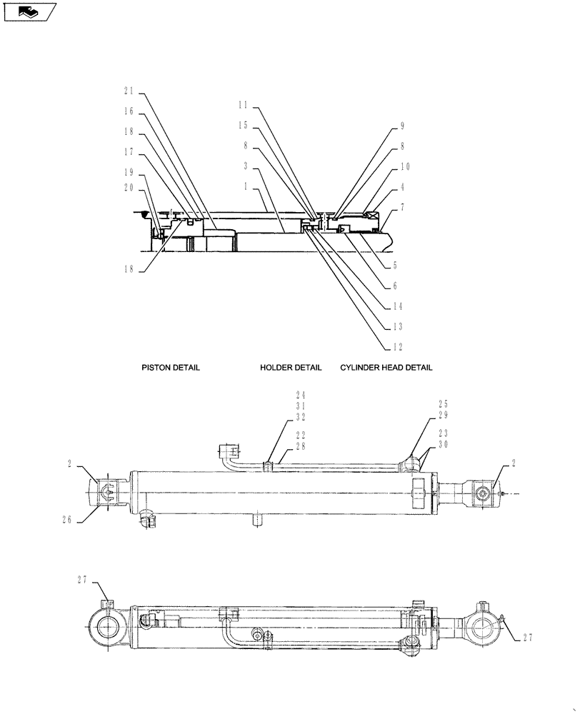 Схема запчастей Case CX55BMSR - (03-007[02]) - CYLINDER INSTALL (BOOM) (35) - HYDRAULIC SYSTEMS