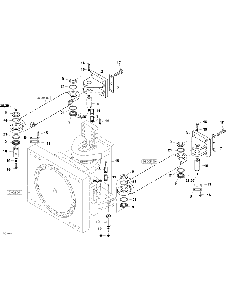 Схема запчастей Case SV223 - (06-004-00[01]) - STEERING CYLINDER (13) - STEERING SYSTEM