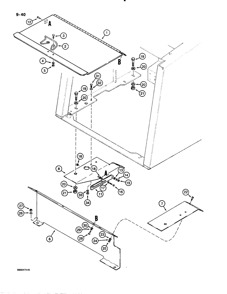 Схема запчастей Case 621 - (9-040) - BATTERY COMPARTMENT COVERS, P.I.N. JAK0021337 AND AFTER (09) - CHASSIS/ATTACHMENTS