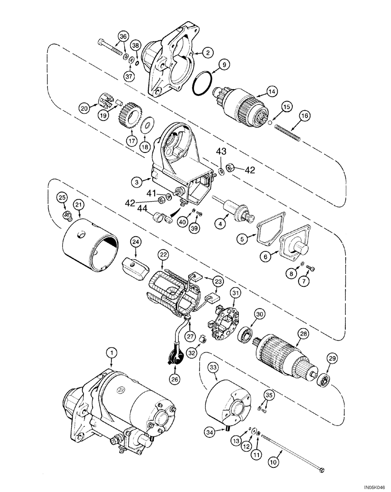 Схема запчастей Case 550H-IND - (04-01) - STARTER ASSY (04) - ELECTRICAL SYSTEMS