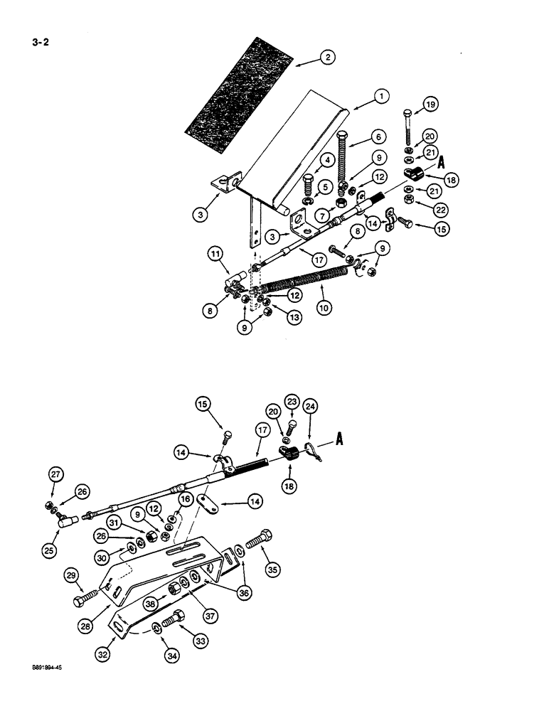 Схема запчастей Case W14C - (3-02) - FOOT THROTTLE CONTROL (03) - FUEL SYSTEM