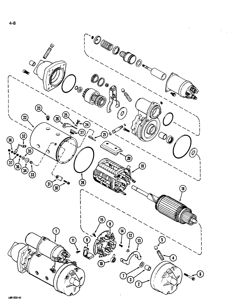 Схема запчастей Case W14B - (4-08) - A169694 STARTER (04) - ELECTRICAL SYSTEMS