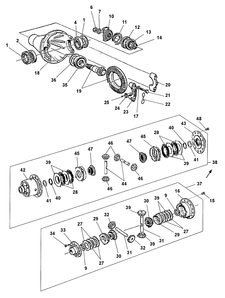 Схема запчастей Case 325 - (2.366A[03]) - FRONT AXLE - DIFFERENTIAL (8900127373) (11) - AXLES/WHEELS