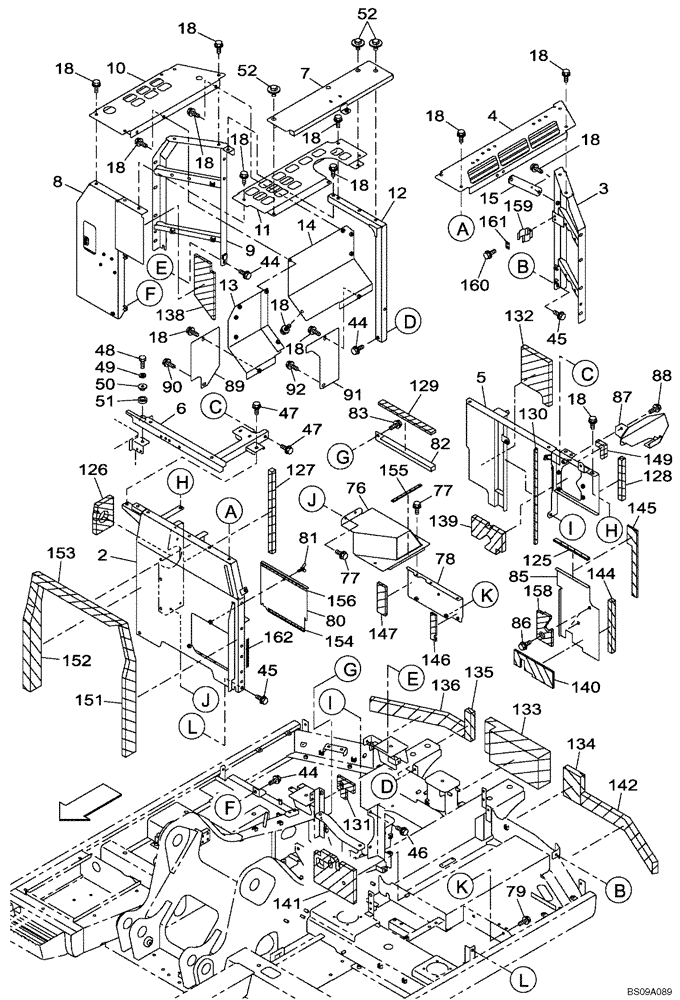 Схема запчастей Case CX130B - (09-20) - FRAMES, COVERS - INSULATION (09) - CHASSIS/ATTACHMENTS