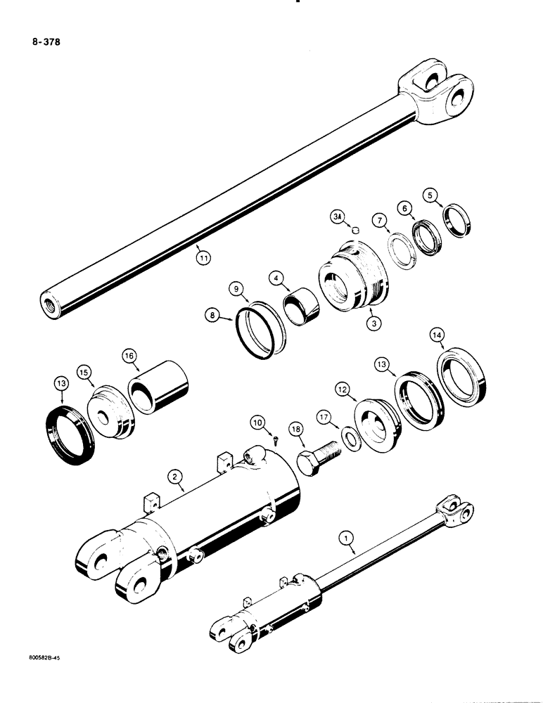 Схема запчастей Case 1455B - (8-378) - TILT AND PITCH CYLINDERS, HYDRAULIC ANGLE TILT PITCH DOZER MODELS (08) - HYDRAULICS