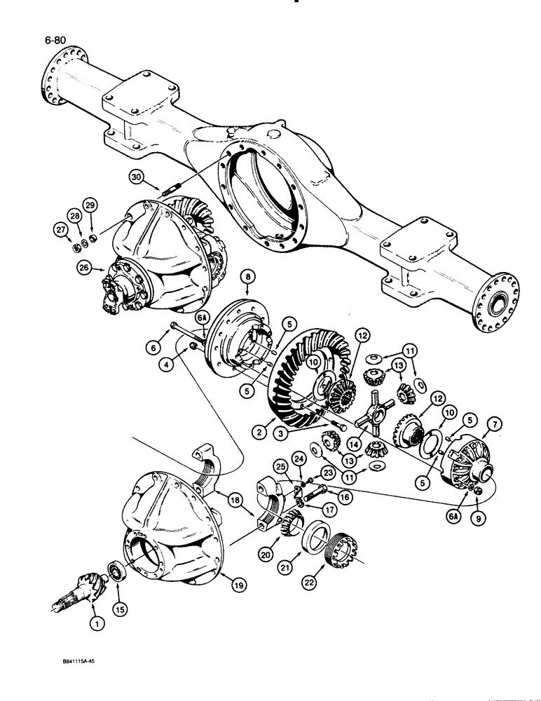 Схема запчастей Case W30 - (6-80) - FRONT AXLE DIFFERENTIAL (06) - POWER TRAIN