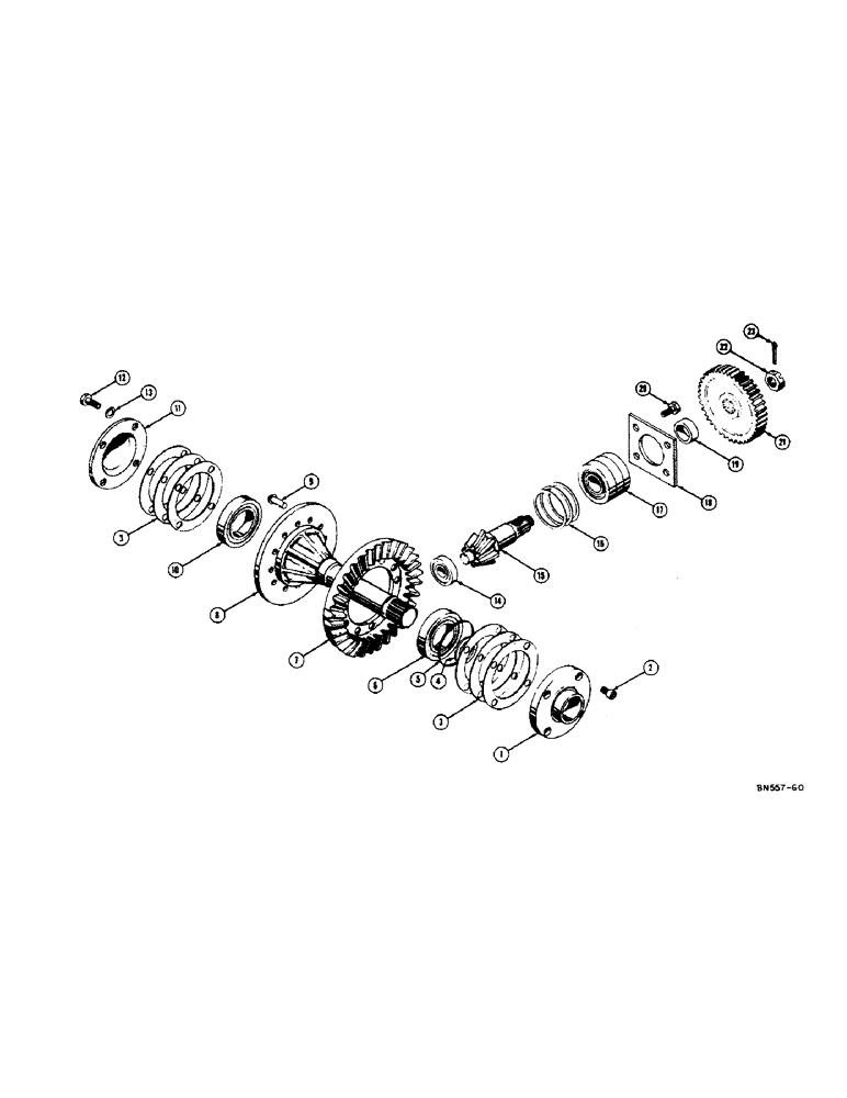 Схема запчастей Case 310D - (158[1]) - C-12 WINCH PINION AND BEVEL GEARS (05) - UPPERSTRUCTURE CHASSIS