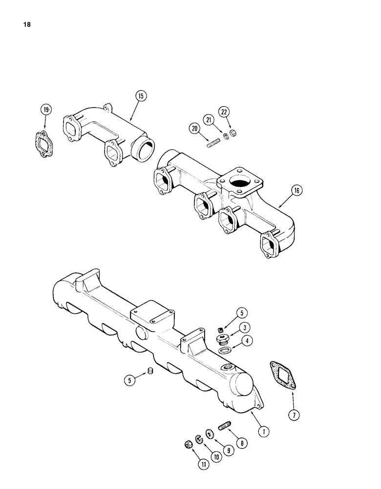 Схема запчастей Case 1150D - (018) - MANIFOLDS, 504BD NATURAL ASPIRATED ENGINE, INTAKE (02) - ENGINE