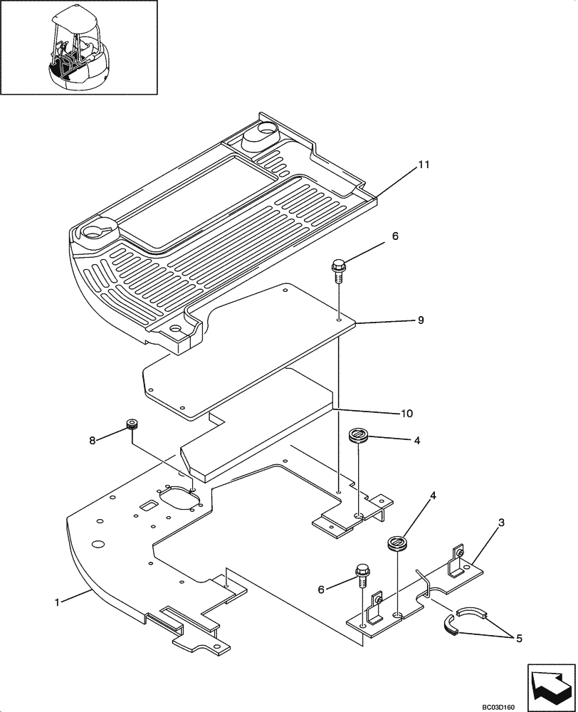 Схема запчастей Case CX25 - (09-12[00]) - PLATES, FLOOR - CANOPY (09) - CHASSIS/ATTACHMENTS