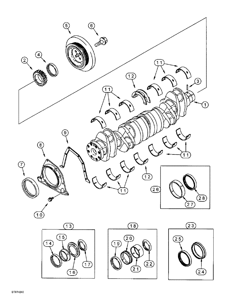 Схема запчастей Case 621B - (2-39A) - CRANKSHAFT, 6T-590 EMISSIONS CERTIFIED ENGINE, LOADER P.I.N. JEE0053350 AND AFTER. (02) - ENGINE