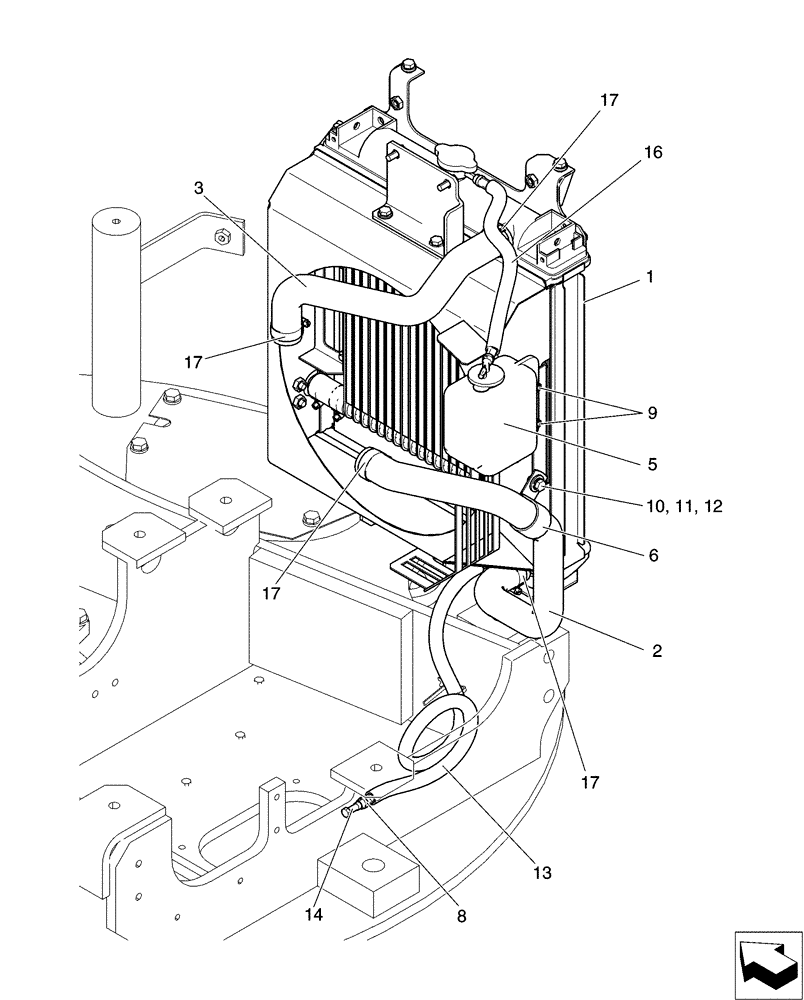 Схема запчастей Case CX31B - (01-011[01]) - RADIATOR GROUP (10) - ENGINE