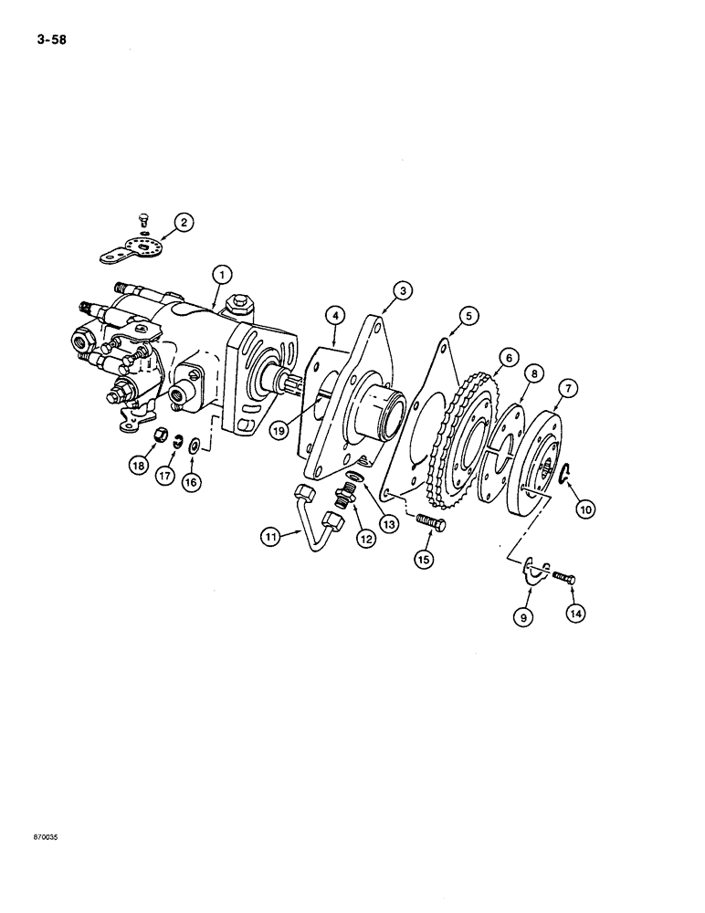 Схема запчастей Case CASE - (3-58) - FUEL INJECTION PUMP (03) - FUEL SYSTEM