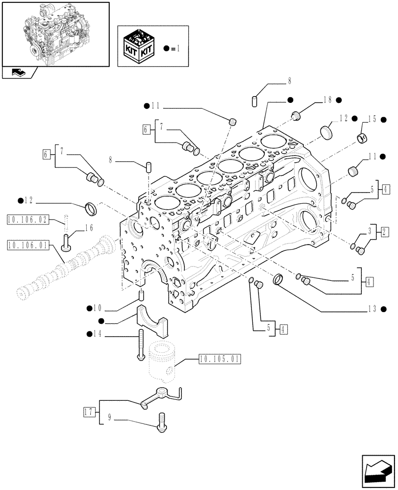 Схема запчастей Case F4DFE613J A004 - (10.001.02) - CRANKCASE (10) - ENGINE