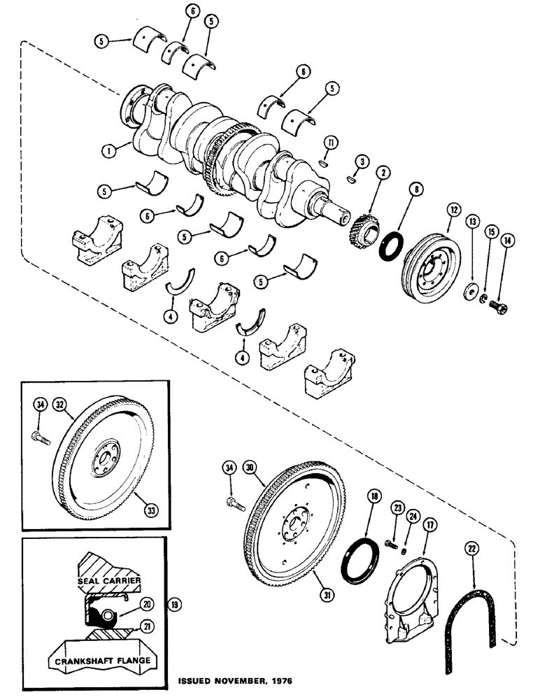 Схема запчастей Case 300C - (028) - CRANKSHAFT AND FLYWHEEL, (336B) DIESEL ENGINE (02) - ENGINE