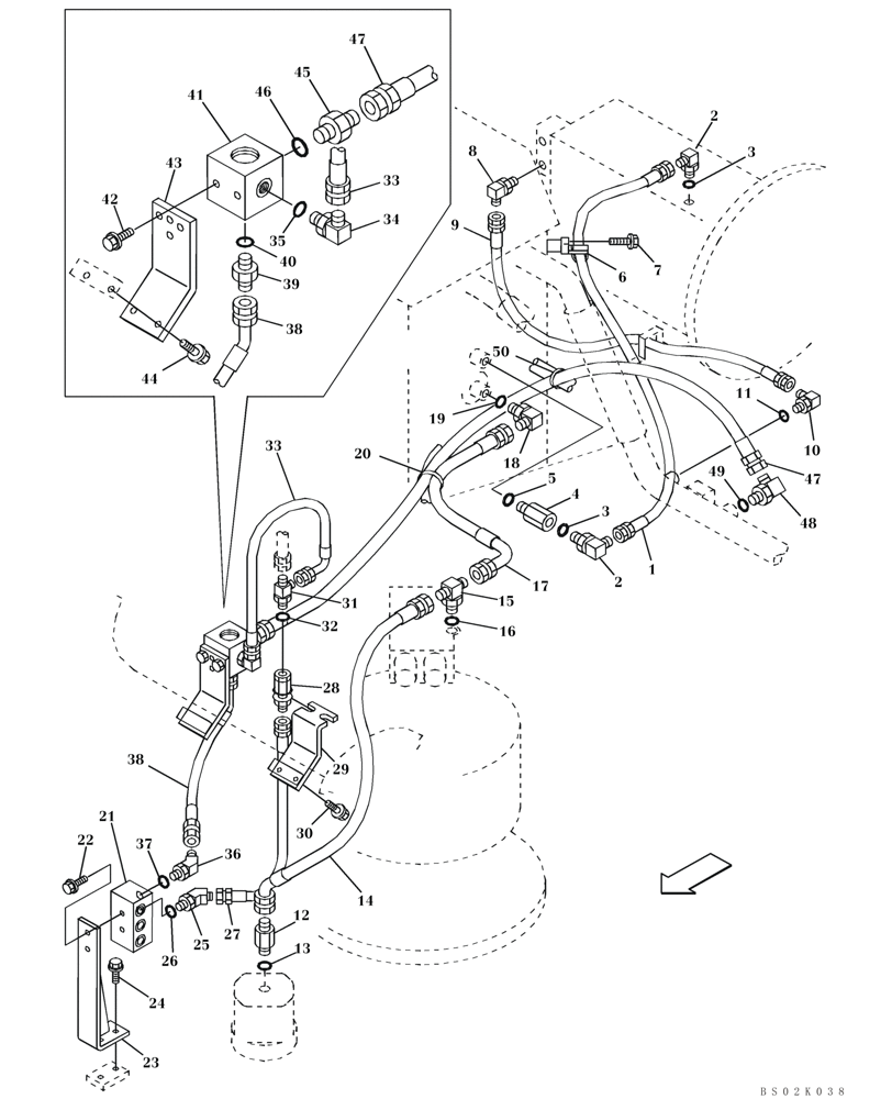 Схема запчастей Case CX330 - (08-08) - HYDRAULICS - DRAIN LINE, MODELS WITH LOAD HOLD (08) - HYDRAULICS