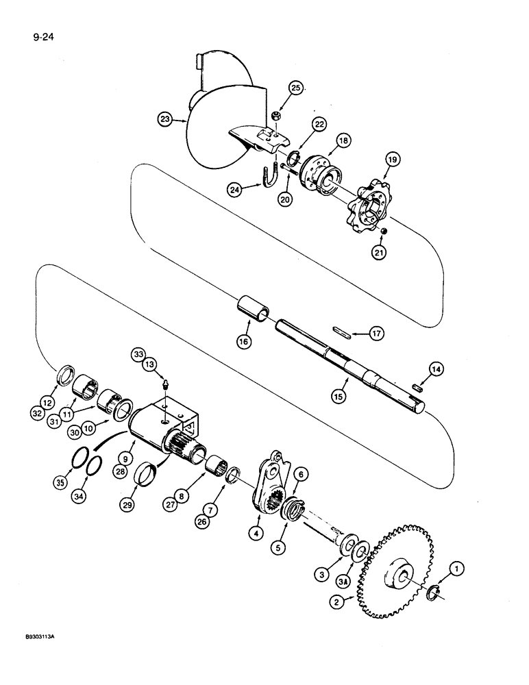 Схема запчастей Case 360 - (9-024) - TRENCHER BOOM MOUNTING SHAFT AND AUGER (09) - CHASSIS/ATTACHMENTS