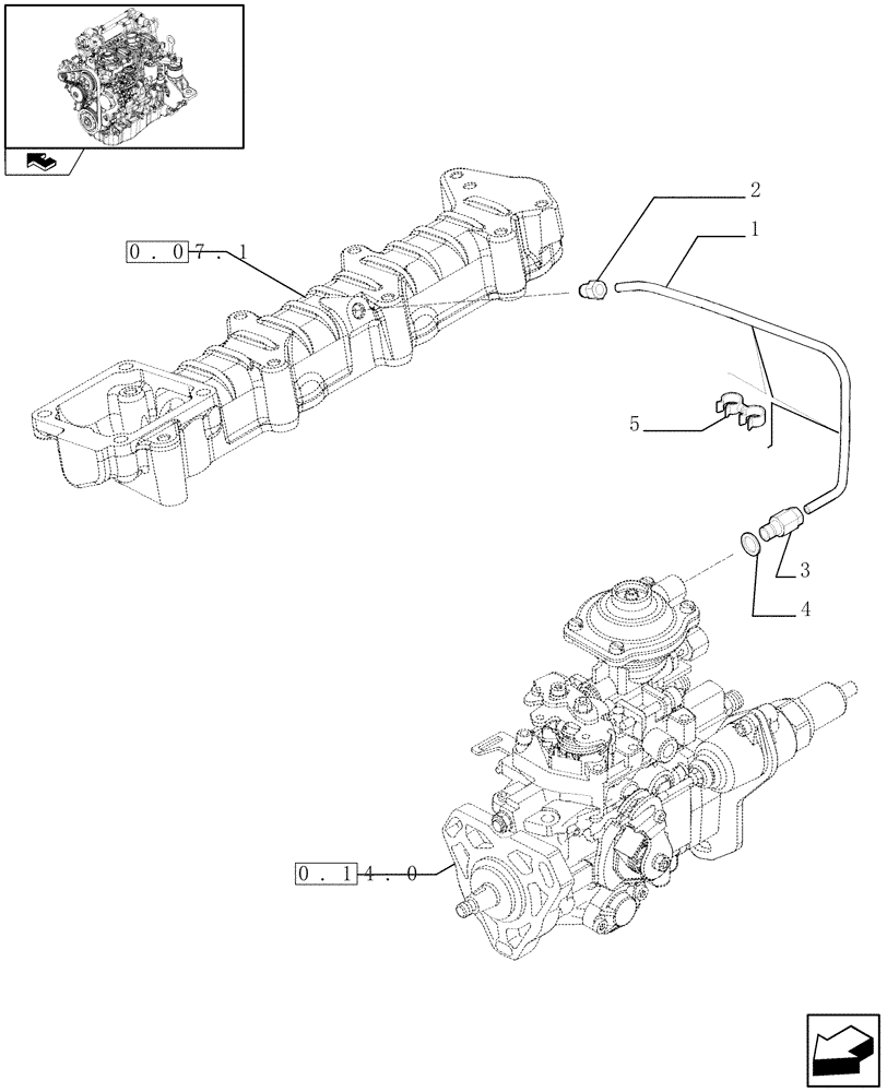 Схема запчастей Case F5CE5454B A002 - (0.14.6) - INJECTION EQUIPMENT - PIPING (504207272) 