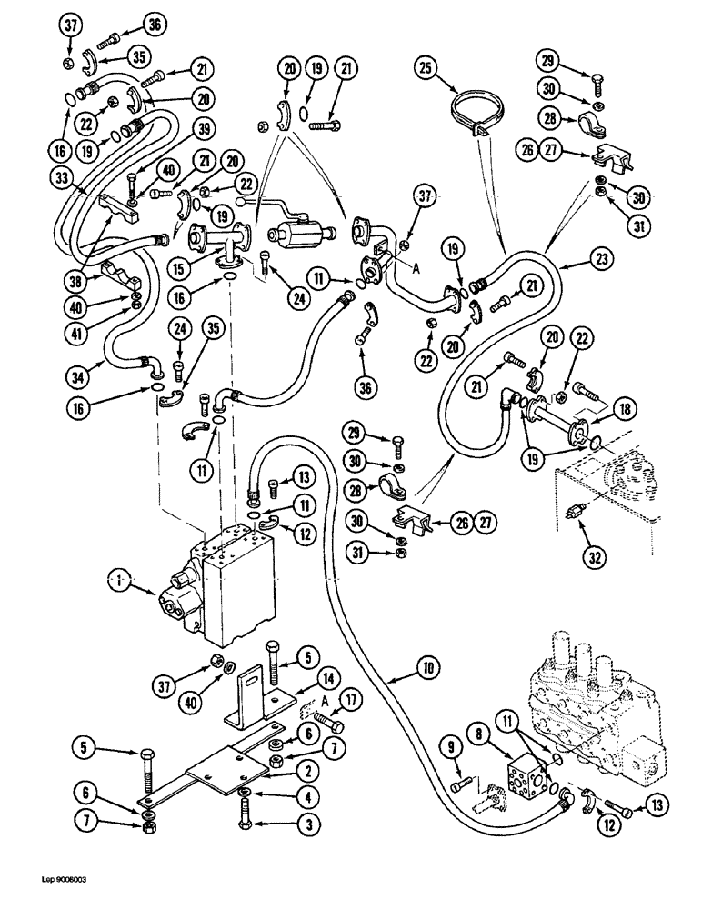 Схема запчастей Case 1088 - (8E-04) - HYD. HAMMER CIRCUIT, PRESSR. & RETURN LINES, P.I.N. FROM 20188 & AFT., P.I.N. FROM 106901 & AFT. (08) - HYDRAULICS