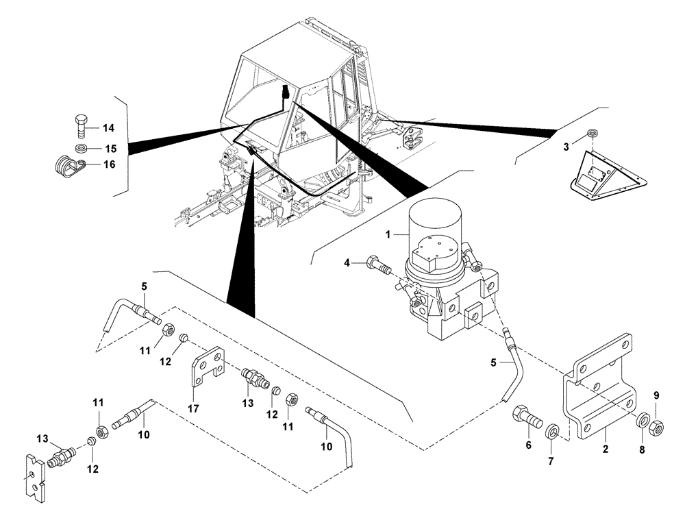 Схема запчастей Case 327B - (94A00000522[001]) - GREASE CIRCUIT, AUTOMATIC - FRONT FRAME (87567930) (09) - Implement / Hydraulics / Frame / Brakes