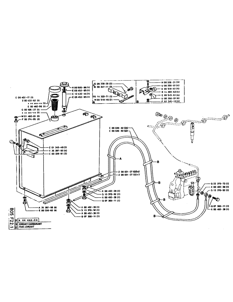 Схема запчастей Case 160CL - (040) - FUEL CIRCUIT (02) - FUEL SYSTEM