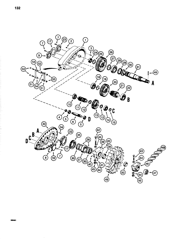 Схема запчастей Case 1280 - (132) - FINAL DRIVE TRANSMISSION, DRIVE SPROCKET AND MOUNTING (04) - UNDERCARRIAGE