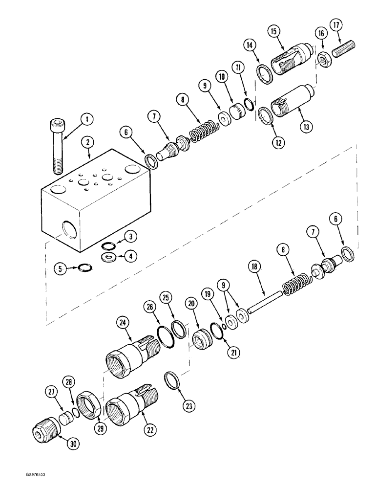 Схема запчастей Case 170C - (8-108) - ATTACHMENT CONTROL VALVE, CIRCUIT RELIEF VALVE, P.I.N. 74501 THRU 74662, P.I.N. 02301 AND AFTER (08) - HYDRAULICS