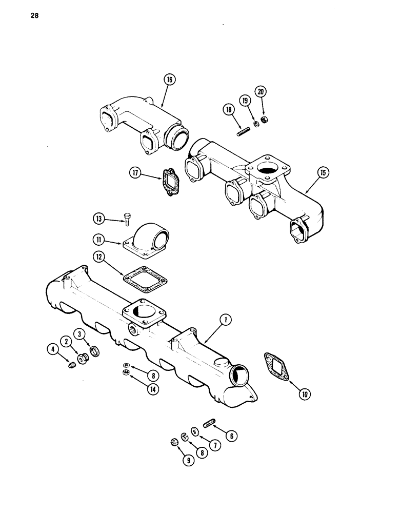 Схема запчастей Case 880C - (028) - INTAKE MANIFOLD, 504BD DIESEL ENGINE (01) - ENGINE