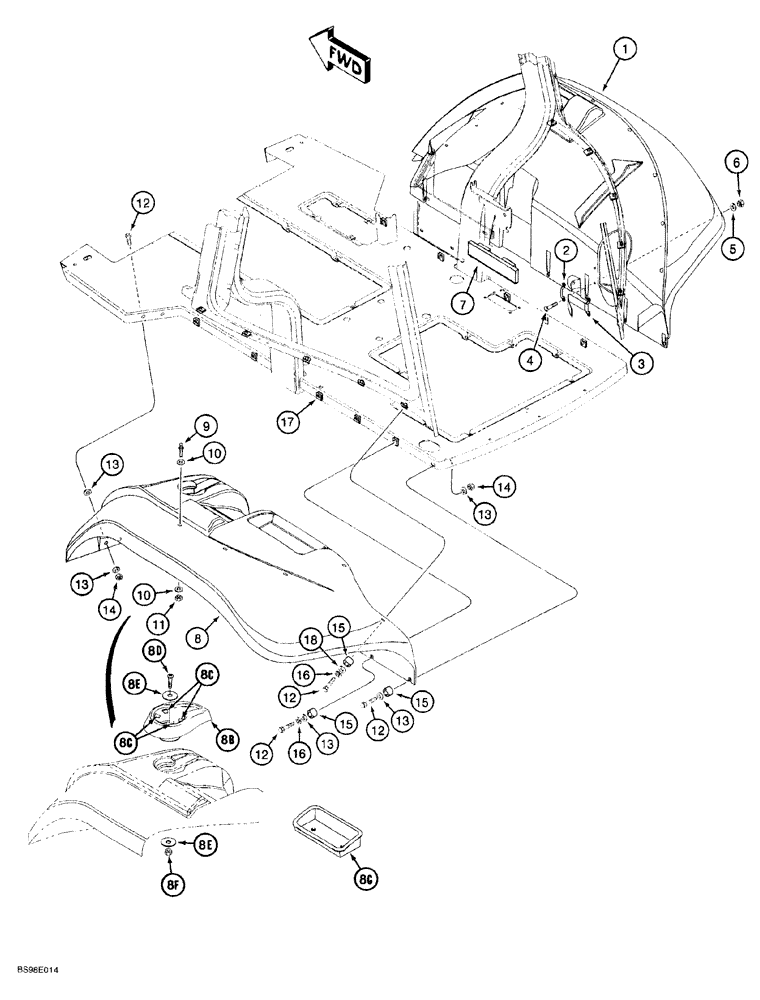 Схема запчастей Case 580SL - (9-098) - REAR FENDERS (09) - CHASSIS/ATTACHMENTS