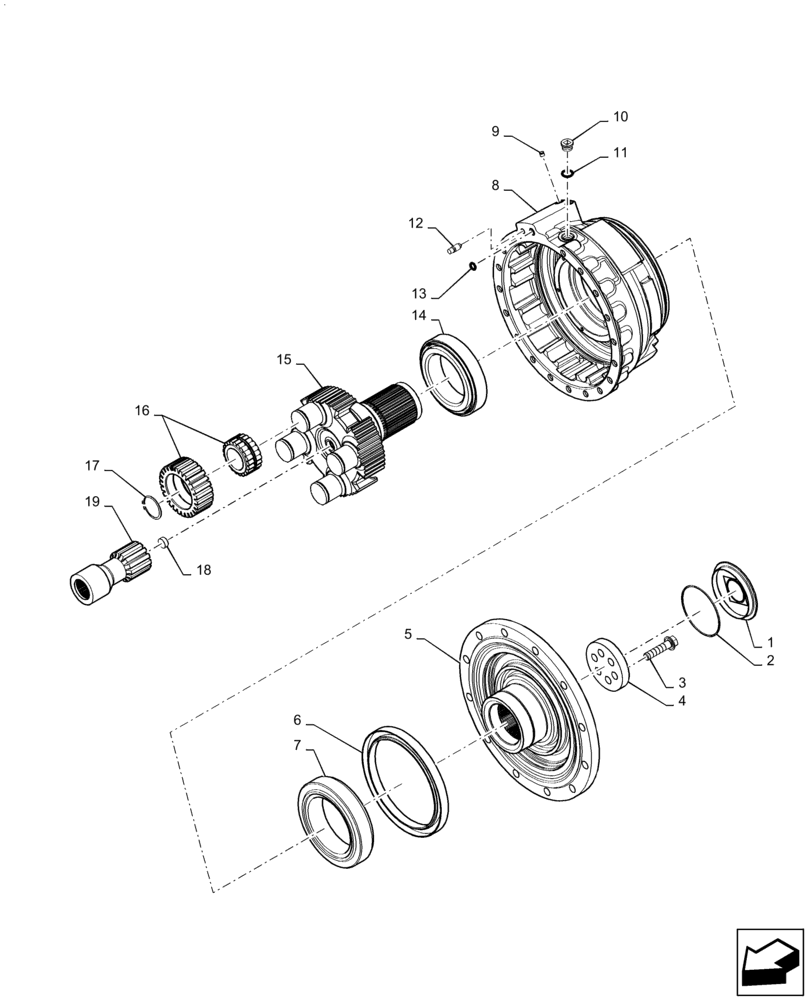 Схема запчастей Case 821F - (25.106.01[01]) - FRONT AXLE PLANETARY HUB 821 ONLY (25) - FRONT AXLE SYSTEM