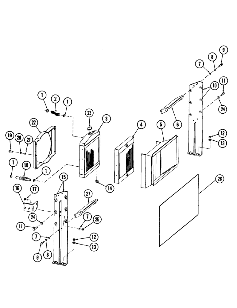 Схема запчастей Case 880 - (098) - RADIATOR, OIL COOLER AND HOSES (01) - ENGINE